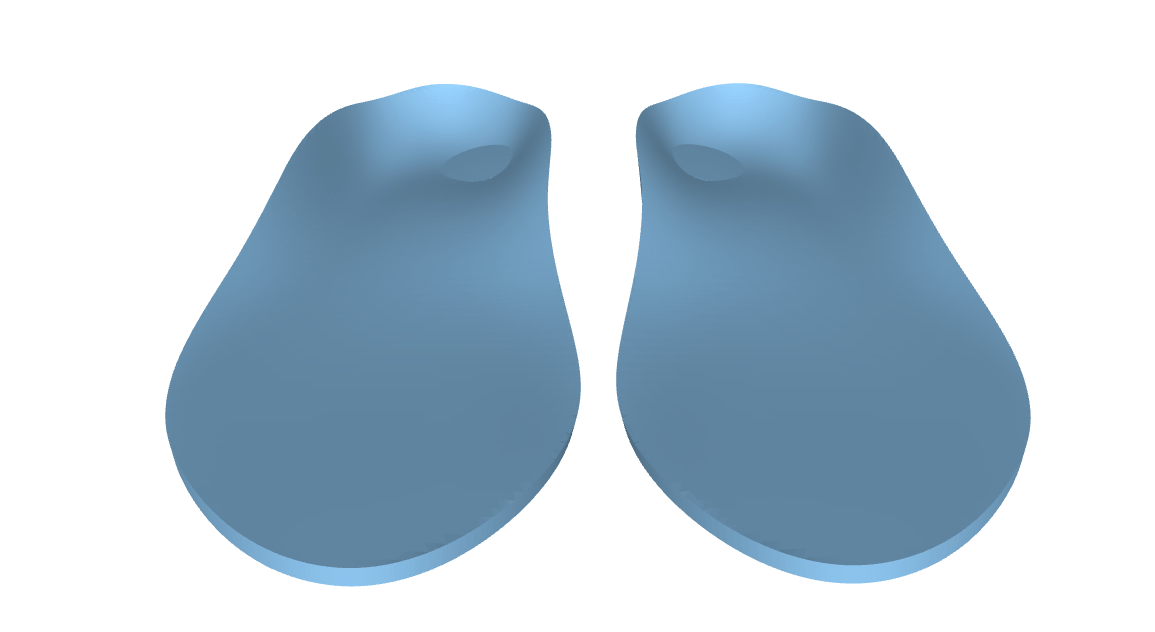 Diagram of medial heel skive — localised bevel on inner heel for pronation control