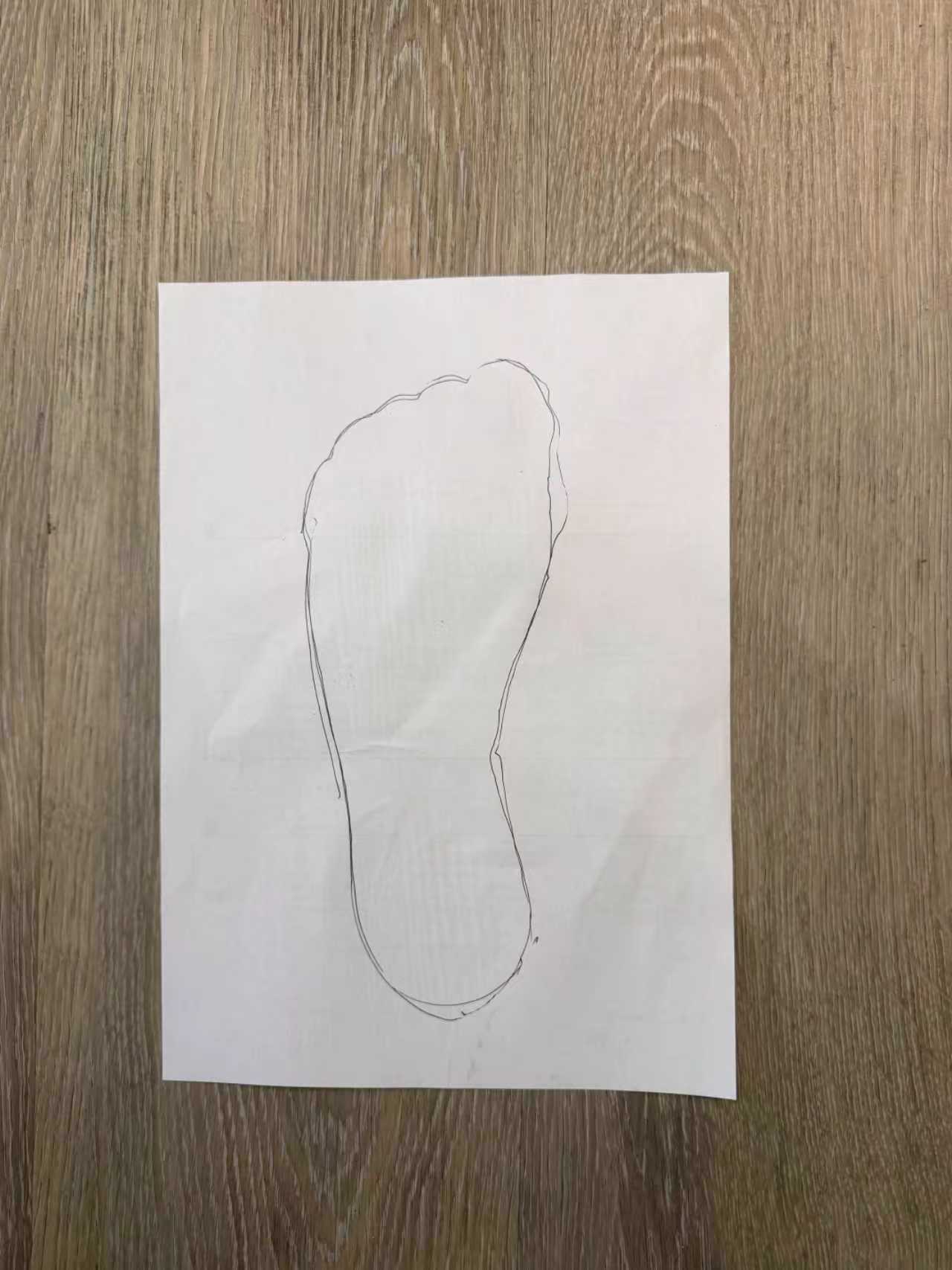 Example foot trace capture on A4 paper